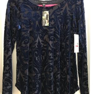 Karen Kane Blue Velvet Lace Top